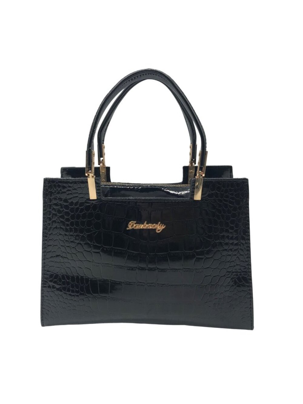 Danbaoly Black Croc-Embossed Shoulder Bag